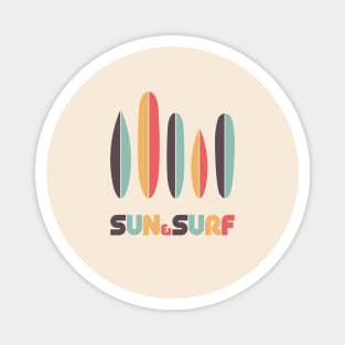 Retro Sun & Surf Surfboard Magnet